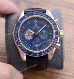 New! Copy Omega Speedmaster Apollo Chronograph Watch Black Leather Strap_th.jpg